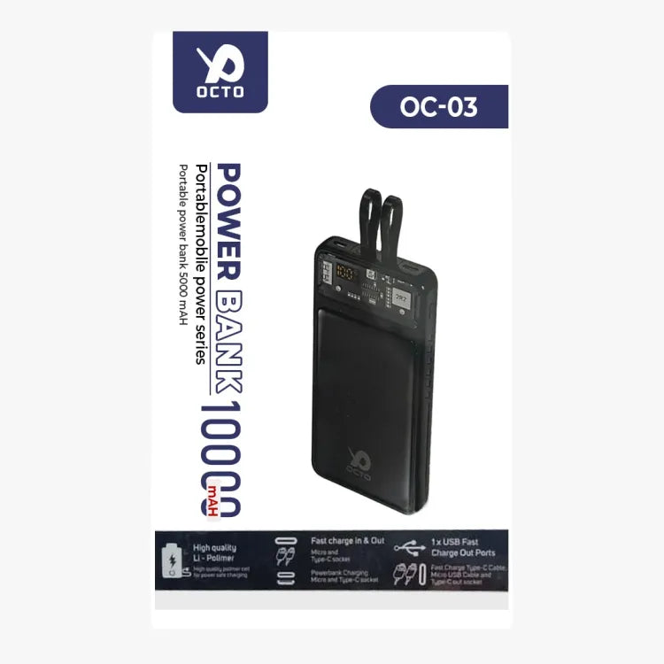 Octo 22.5 watt 10000 mah PD Fast Charging power bank