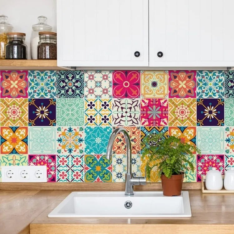 Pack of 12 Self-Adhesive Tile Stickers for Effortless Room and Wall Decor (4.8 inch x 4.8 inch)