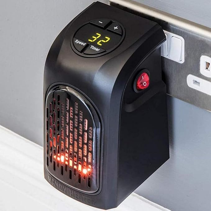 Handy Electric Heater, 400 Watts Plug-In mini Heater, Portable for Room, Office, Bedroom, Heater with LED Display