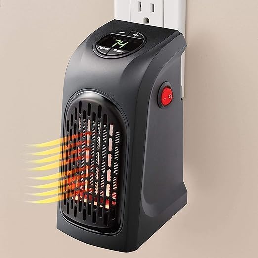 Handy Electric Heater, 400 Watts Plug-In mini Heater, Portable for Room, Office, Bedroom, Heater with LED Display