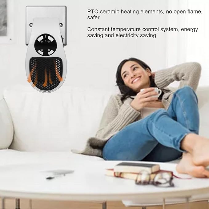 Portable Heater Electric Heater Plug in Wall Room Heater Home Appliance Heating Stove Mini Heater with LED screen